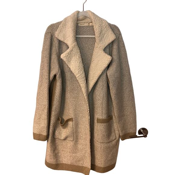 Anthropologie Sleeping on Snow Beige Sherpa Lining Coat Size XL - Picture 1 of 6
